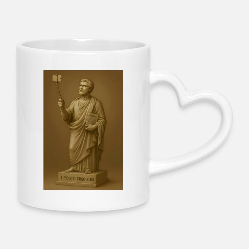Philosophe baroque avec perche à selfie - Mug avec anse en forme de cœur - blanc