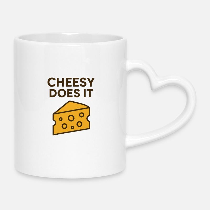 Cheesy does it Motivational Design - Mug with Heart-Shaped Handle - white