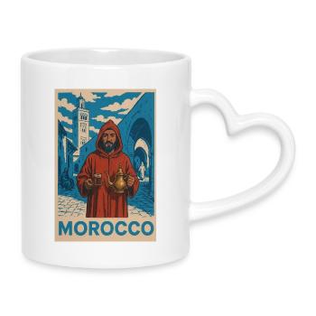 Motif traditionnel marocain avec tradition du thé - Mug avec anse en forme de cœur - blanc - Droite