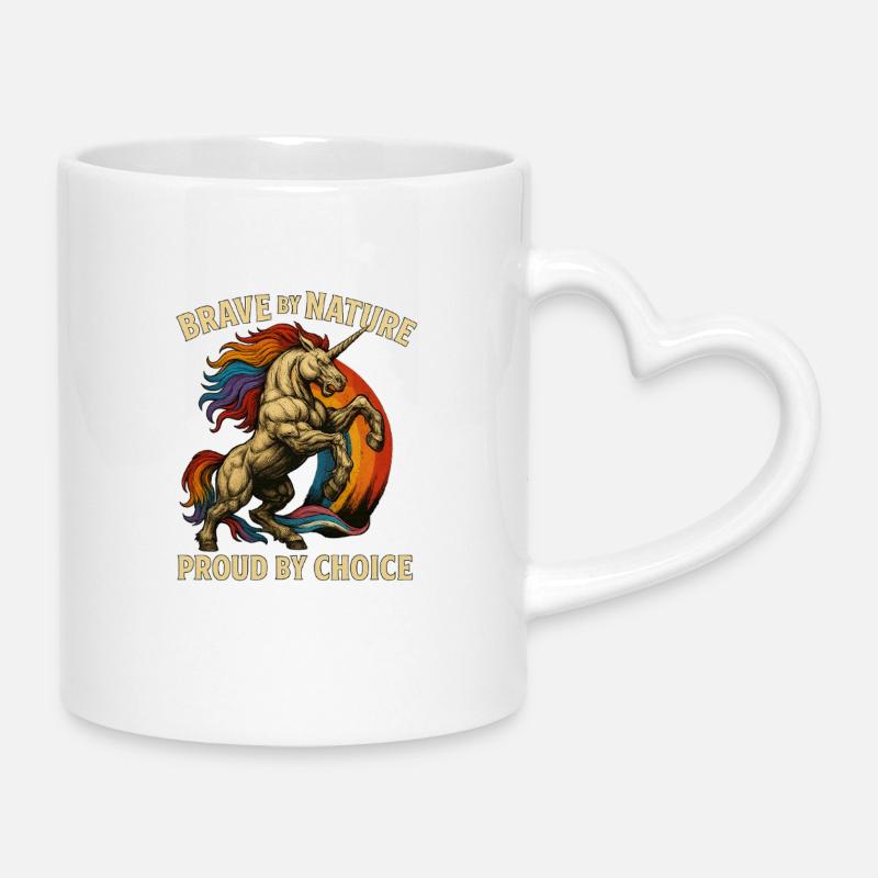 Bravé par nature - Mug avec anse en forme de cœur - blanc