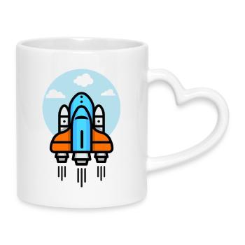 Illustration de vaisseau spatial futuriste - Mug avec anse en forme de cœur - blanc - Droite