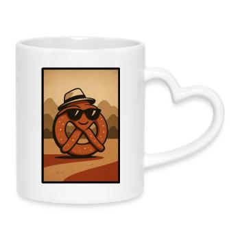 Summer fun with Pretzel between mountains - Mug with Heart-Shaped Handle - white - Right