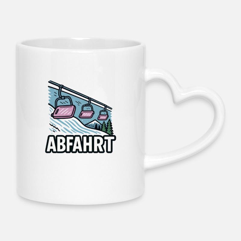 Abfahrt Skilift Landschaftsdesign - Tasse mit Herzhenkel - Weiß