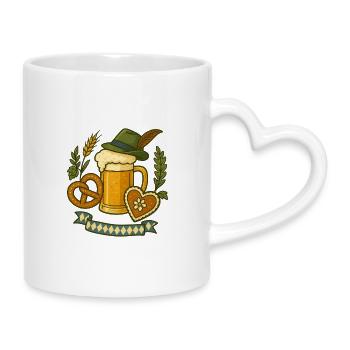 Motif traditionnel avec chope à bière - Mug avec anse en forme de cœur - blanc - Droite