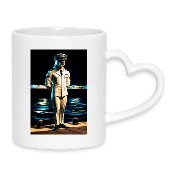 Marine Humanoid Dolphin - Mug with Heart-Shaped Handle - white - Right
