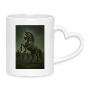 Zombie Einhorn  - Tasse mit Herzhenkel - Weiß - Rechts