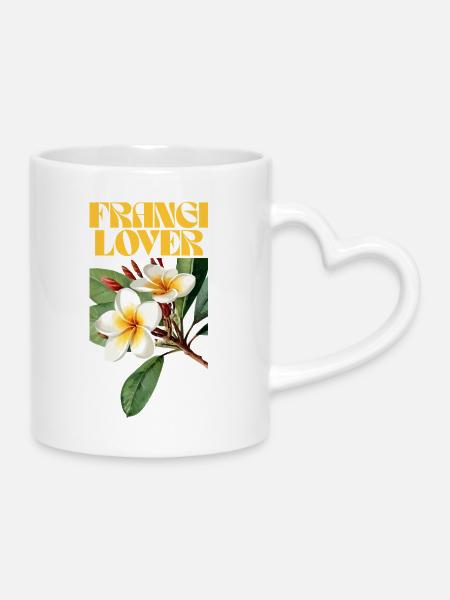 Frangipani Blume Botanisches Design - Tasse mit Herzhenkel - Weiß