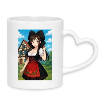 Fille Alsacienne en costume traditionnel Alsace - Mug avec anse en forme de cœur - blanc - Droite