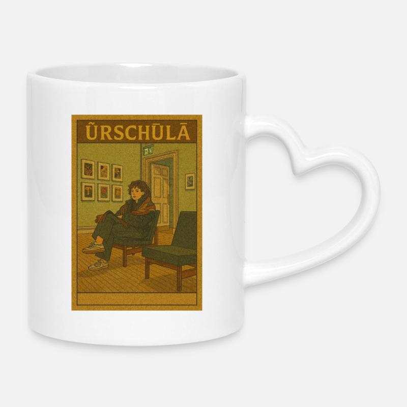 Urschula Art-Inspired Lounge Portrait - Mug with Heart-Shaped Handle - white
