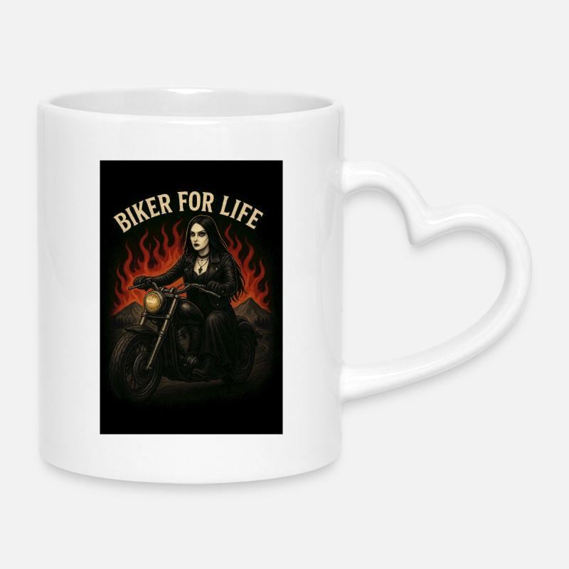 Goth Biker Girl - Mug with Heart-Shaped Handle - white