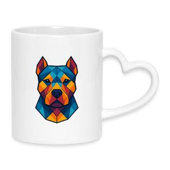 Hund | Hundekopf Print / Druck / Design - Tasse mit Herzhenkel - Weiß - Rechts