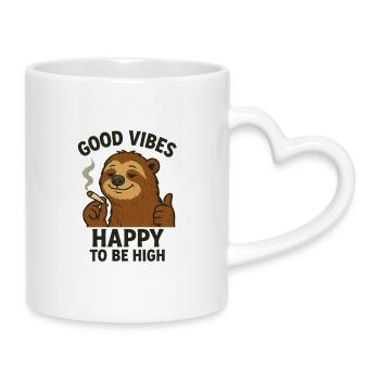 Chill Bear Cartoon Design - Mug with Heart-Shaped Handle - white - Right