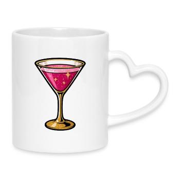 Glitzer Pink Cocktailglas Illustration - Tasse mit Herzhenkel - Weiß - Rechts