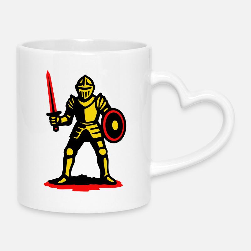 Yellow Knight with Red Sword - Mug with Heart-Shaped Handle - white