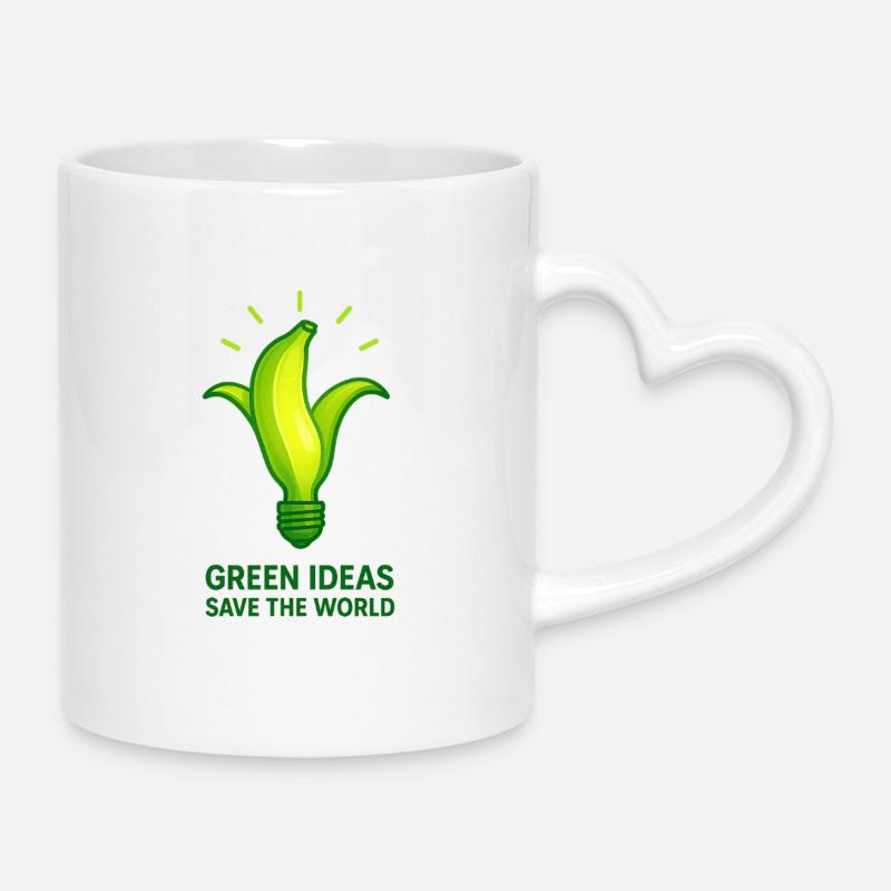 Idées vertes Lumière - Mug avec anse en forme de cœur - blanc