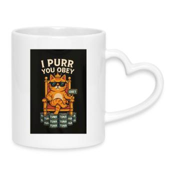 Commandes du roi des chats avec du thon - Mug avec anse en forme de cœur - blanc - Droite