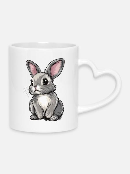 Hase - Tasse mit Herzhenkel - Weiß