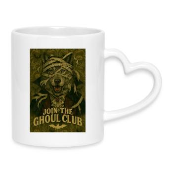 Ghoul Club Dog with Bandages - Mug with Heart-Shaped Handle - white - Right