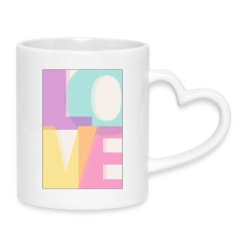 LOVE  Pastell  - Tasse mit Herzhenkel - Weiß - Rechts