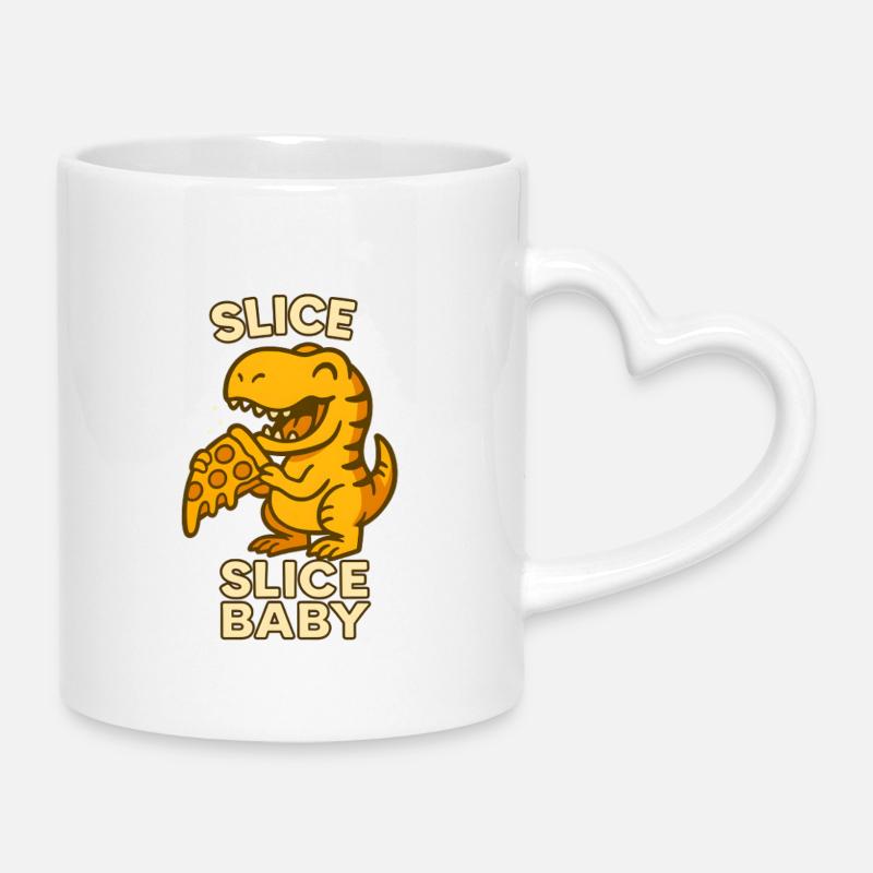 Pizza Dino Slice Baby - Mug with Heart-Shaped Handle - white