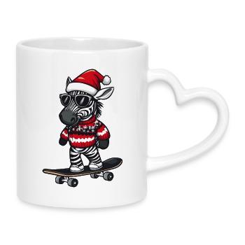 Zebra Weihnachten Lustig - Tasse mit Herzhenkel - Weiß - Rechts