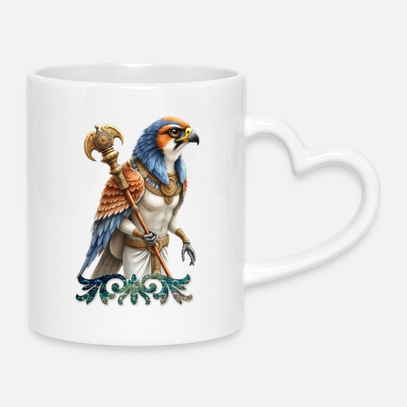 Ancestral Warrior Falcon - Mug with Heart-Shaped Handle - white
