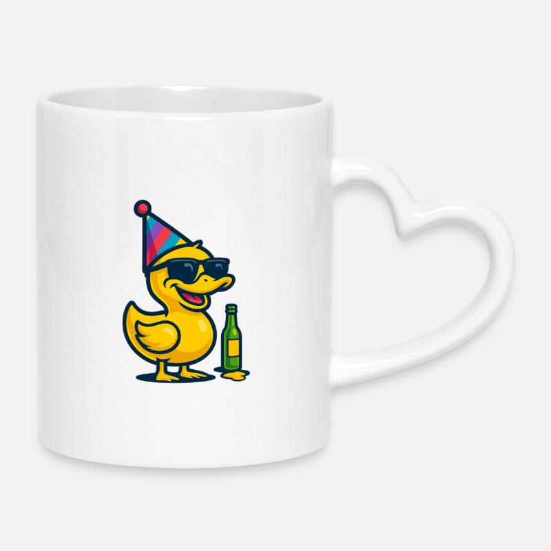PartyDuckey - Mug with Heart-Shaped Handle - white