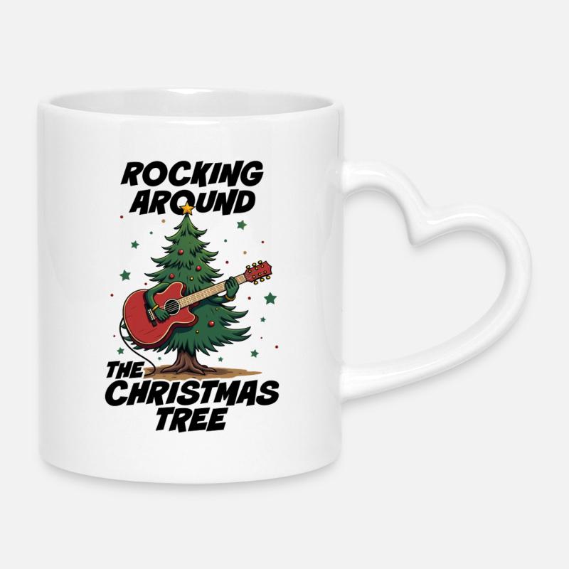 Rocking around the Christmas Tree - Mug with Heart-Shaped Handle - white