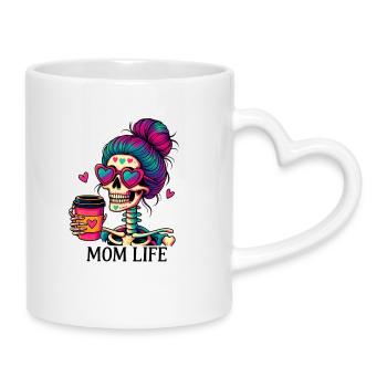 KoffeinLiebe Mob Life Skelett mit Herzbrille - Tasse mit Herzhenkel - Weiß - Rechts