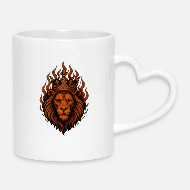 König des Feuers – Königliche Macht - Tasse mit Herzhenkel - Weiß