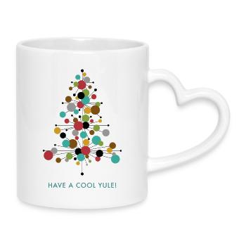 Have a Cool Yule! – Retro Weihnachtsdesign - Tasse mit Herzhenkel - Weiß - Rechts