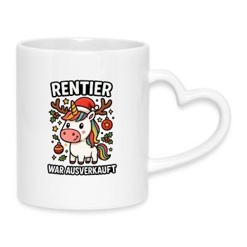 Reindeer was sold out unicorn - Mug with Heart-Shaped Handle - white - Right