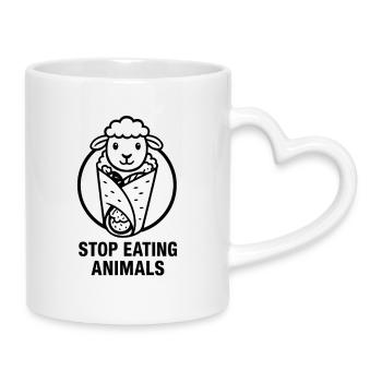 Stop eating animals | Kebab lamb - Mug with Heart-Shaped Handle - white - Right