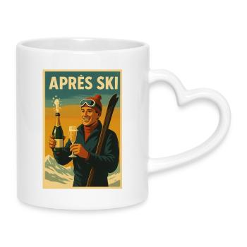 Affiche de célébration vintage après ski - Mug avec anse en forme de cœur - blanc - Droite