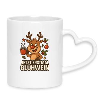 Christmas mulled wine reindeer - Mug with Heart-Shaped Handle - white - Right