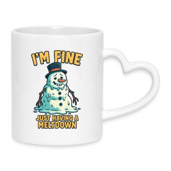 Melting Snowman - Mug with Heart-Shaped Handle - white - Right