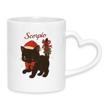 Scorpio-Katze im Festtagsglanz - Tasse mit Herzhenkel - Weiß - Rechts
