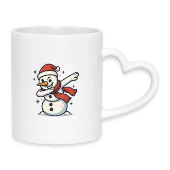 Tamponnement du bonhomme de neige - Mug avec anse en forme de cœur - blanc - Droite