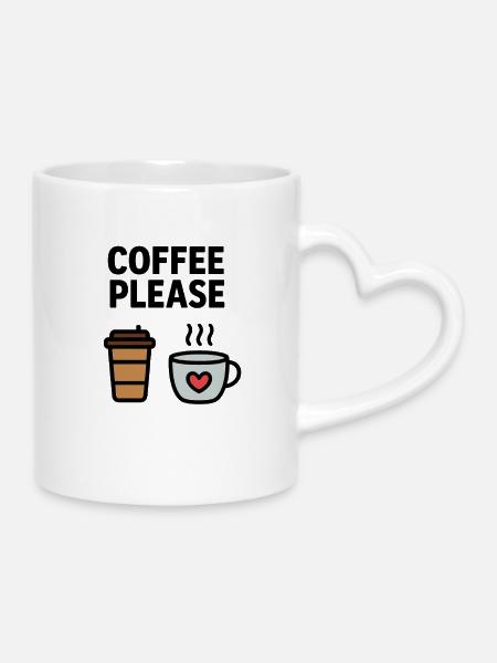 Becher & Herz Kaffee Icon - Tasse mit Herzhenkel - Weiß