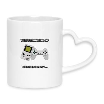 Anfang einer Gamerengeschichte - Tasse mit Herzhenkel - Weiß - Rechts