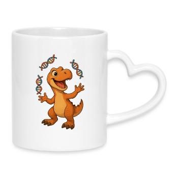 Dino-Sucher Freudig - Tasse mit Herzhenkel - Weiß - Rechts