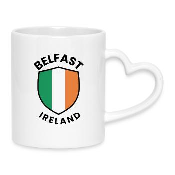 Belfaster Irland-Schild - Tasse mit Herzhenkel - Weiß - Rechts