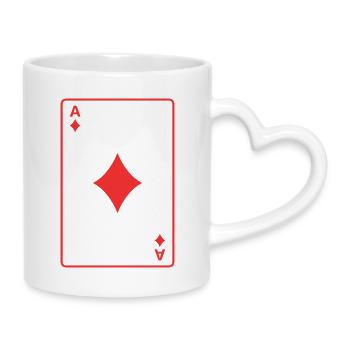 Rotes Karo-Ass - Tasse mit Herzhenkel - Weiß - Rechts