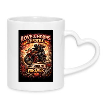Love & Motorcycle: Ride Forever - Tasse mit Herzhenkel - Weiß - Rechts
