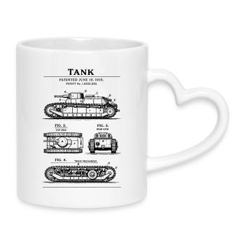 Panzerpatent-Bauplan - Tasse mit Herzhenkel - Weiß - Rechts
