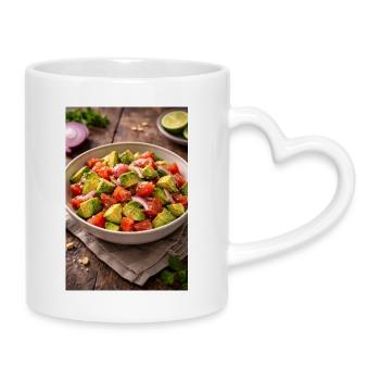 Avocado Tomato Salad - Mug with Heart-Shaped Handle - white - Right
