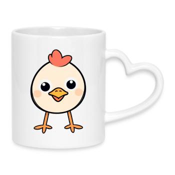 Cœur de poussin Poulet mignon, Dessin animé - Mug avec anse en forme de cœur - blanc - Droite