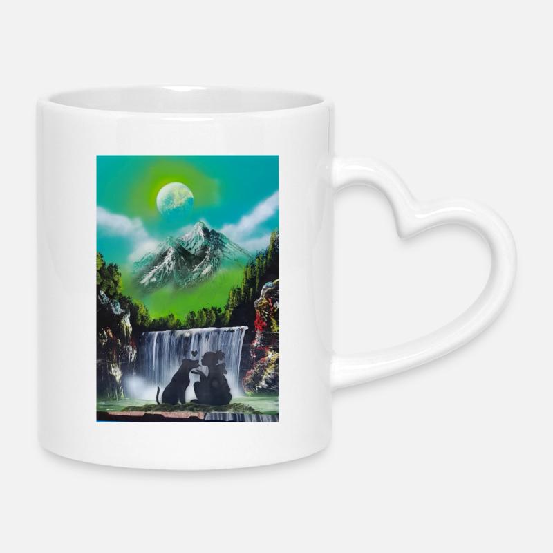 Lunar Cascading Love - Mug with Heart-Shaped Handle - white