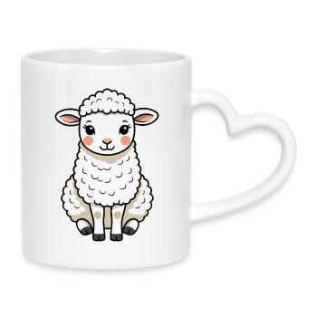 Cute Sheep Cute - Mug with Heart-Shaped Handle - white - Right