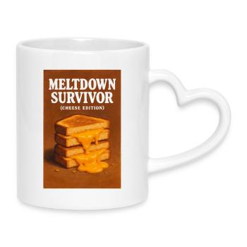 Fusion survécue | Humour Fromage - Mug avec anse en forme de cœur - blanc - Droite